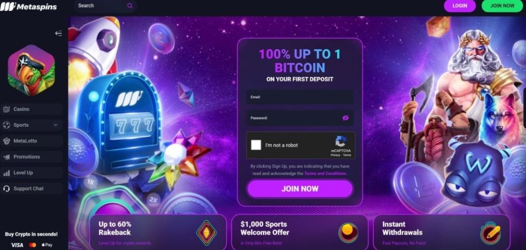 Metaspins Casino Interface