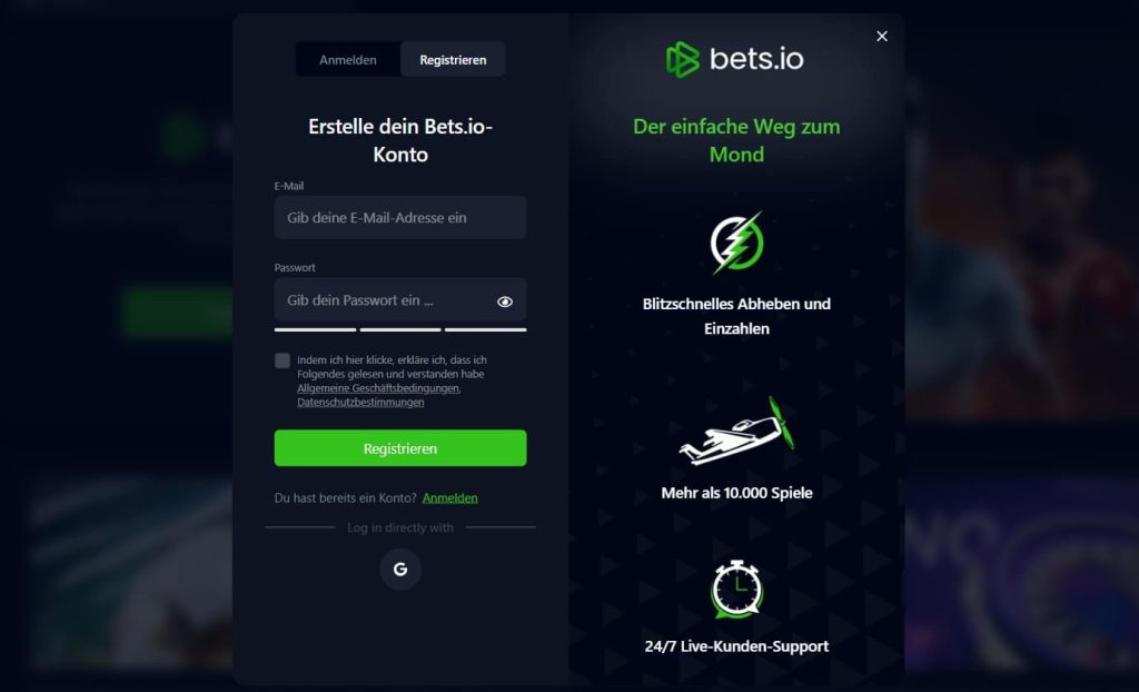 Bets io casino registriert.